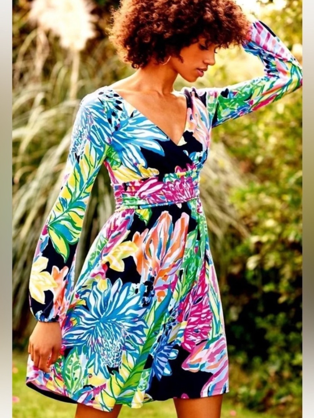 Lilly Pulitzer Fleur Mini Dress Women’s Small Resort Navy Traveler’s Palm
